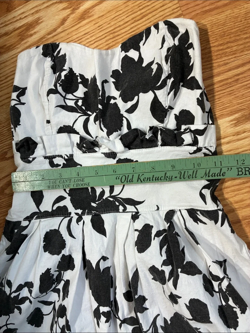 BOGO FREE Black & White Floral Mini Dress With Flare Skirt- 100% Cotton- Size-XS